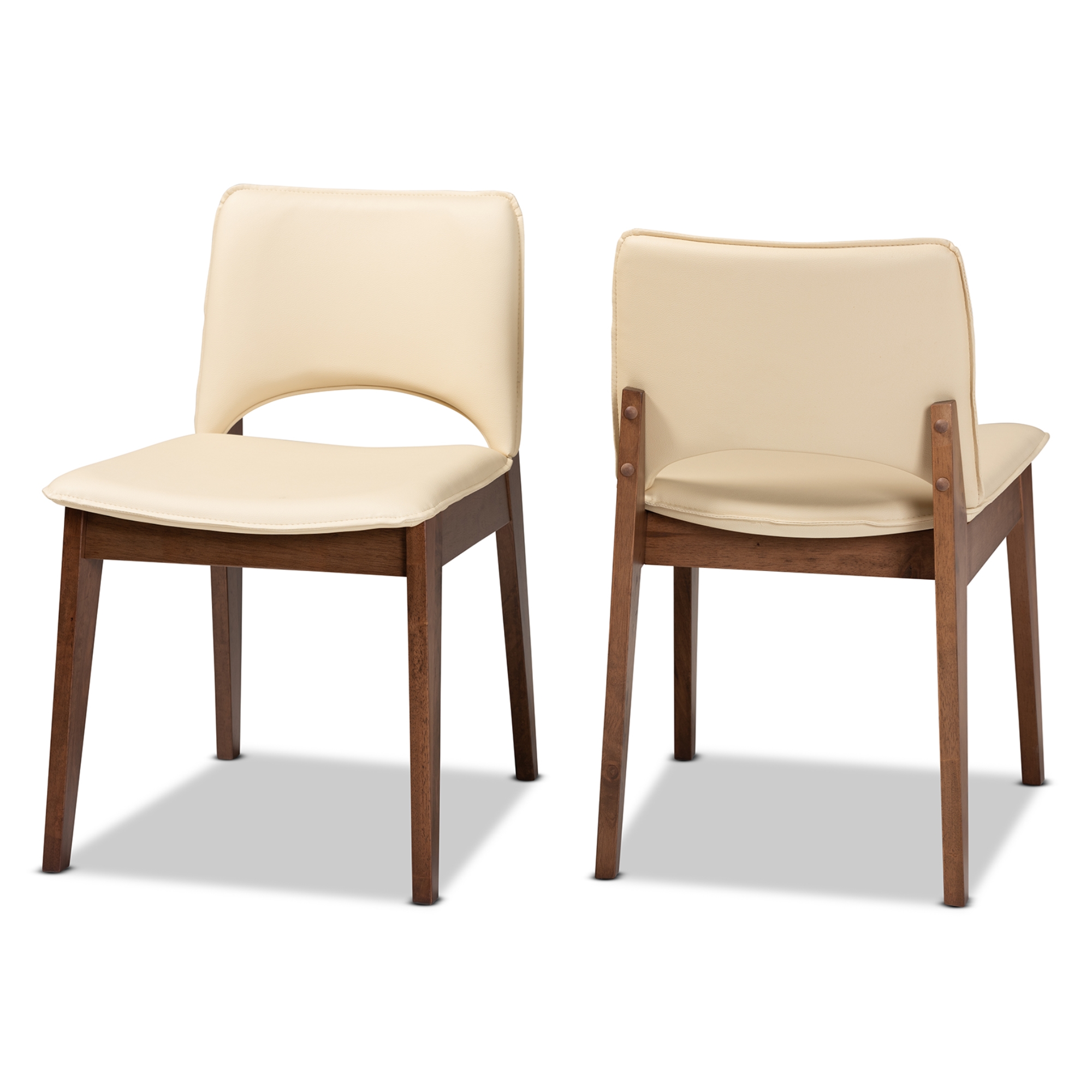 Beige leather 2024 dining chairs